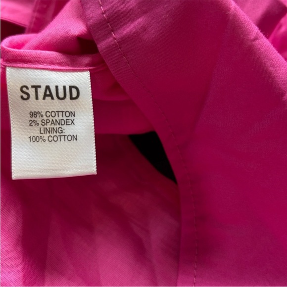 Staud Kai Top Peony Pink Crisscross Halter Shirt Cotton Sleeveless Sz 10 NEW - Picture 7 of 11